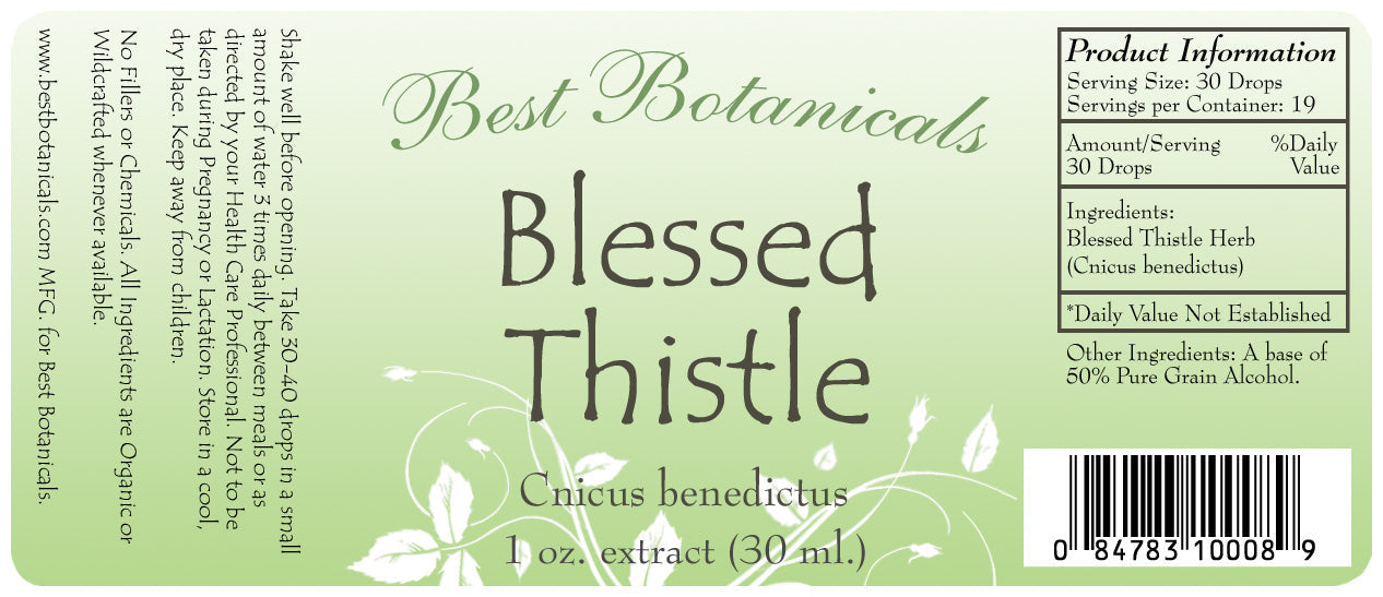Blessed Thistle Herb Extract Label
