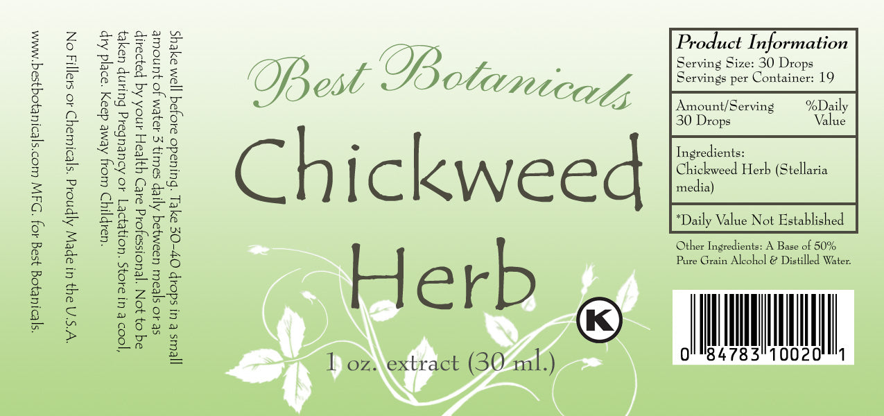 Chickweed Herb Extract Label