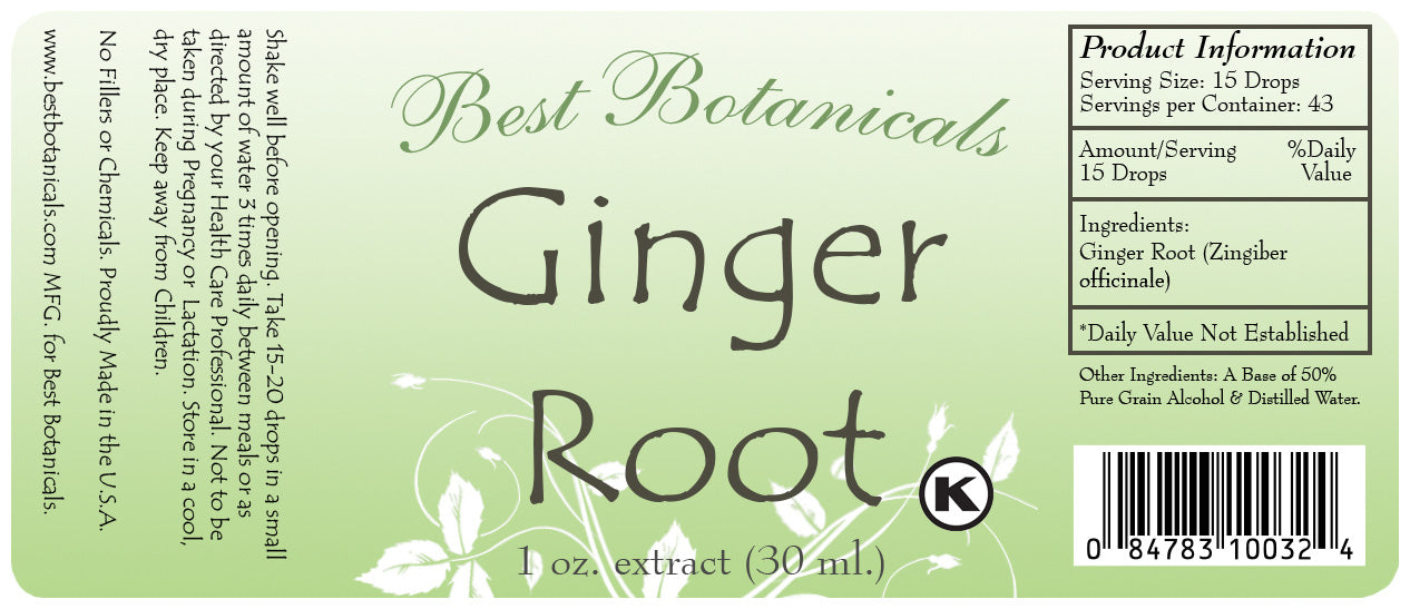Ginger Root Extract Label