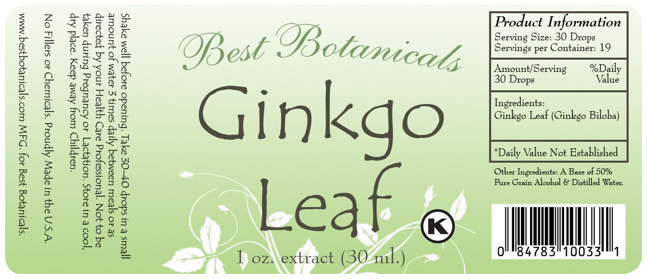 Ginkgo Leaf Extract Label