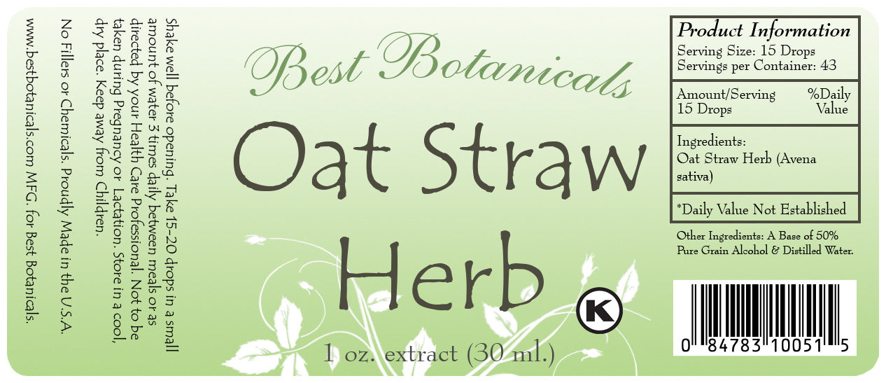 Oat Straw Herb Extract Label
