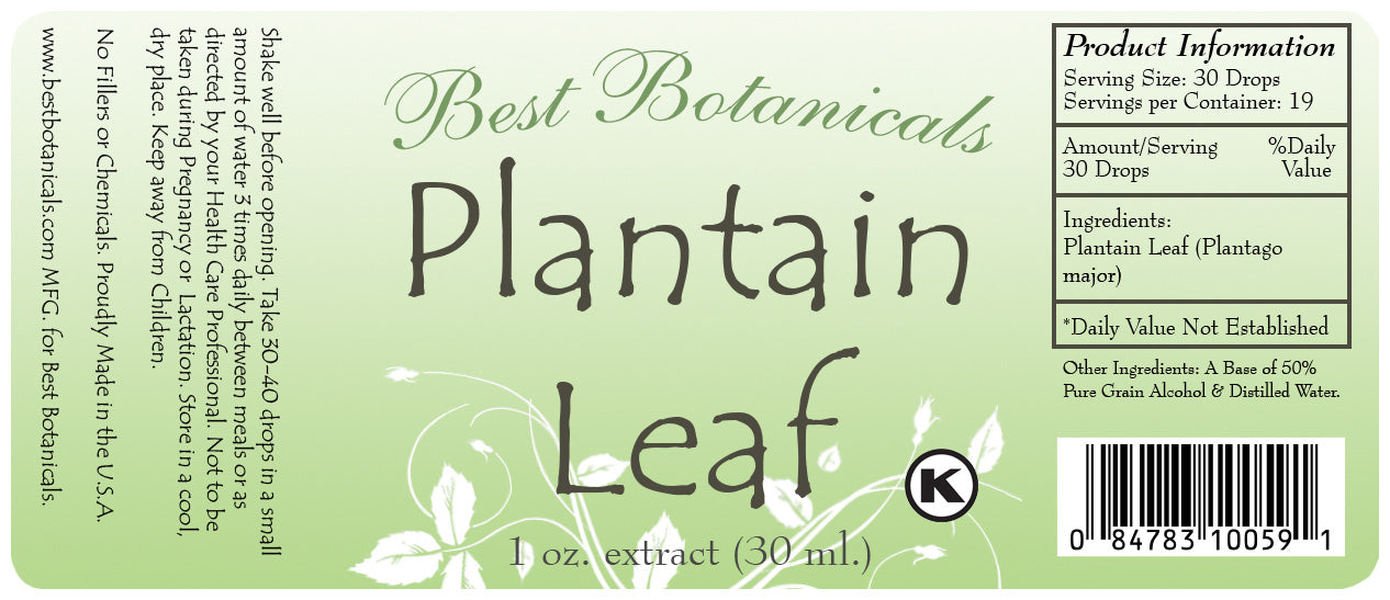 Plantain Leaf Extract Label