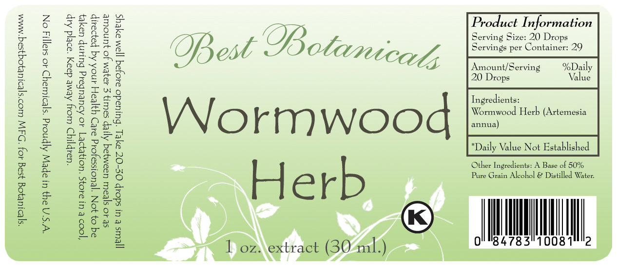 Wormwood Herb Extract Label